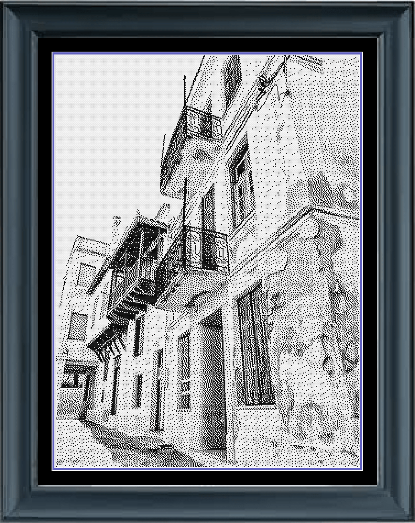 Stitching Jules Design Cross Stitch Pattern European Greek City Street Monochrome Cross Stitch Pattern Instant PDF Download